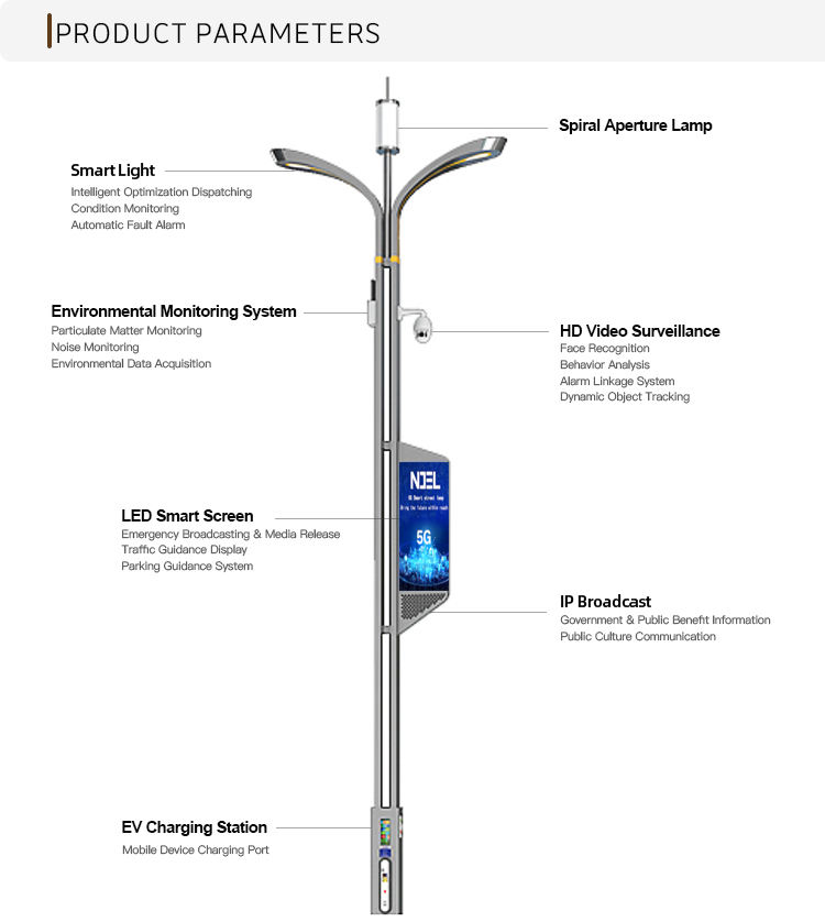 NOEL Smart Street Light Pole with Wi-Fi Control, IP65 Waterproof for Smart City Lighting | Nuoer Int